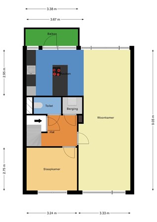 Floorplan - Cleyburchstraat 48A02, 3039 DE Rotterdam